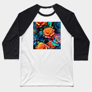 Radiant Rose Seamless Floral Pattern Baseball T-Shirt